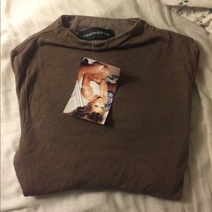 NWT Naked Wardrobe NW crop top mocha brown mock